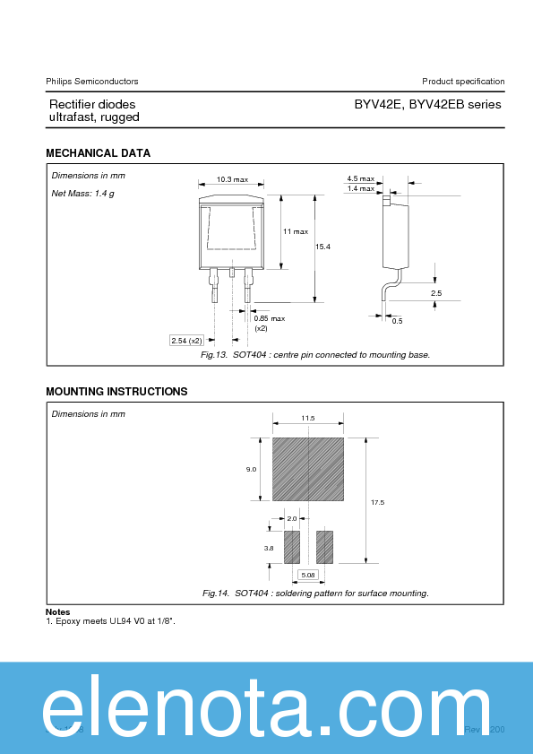 BYV42E Datasheet PDF (45 KB) Philips | Pobierz z Elenota.pl