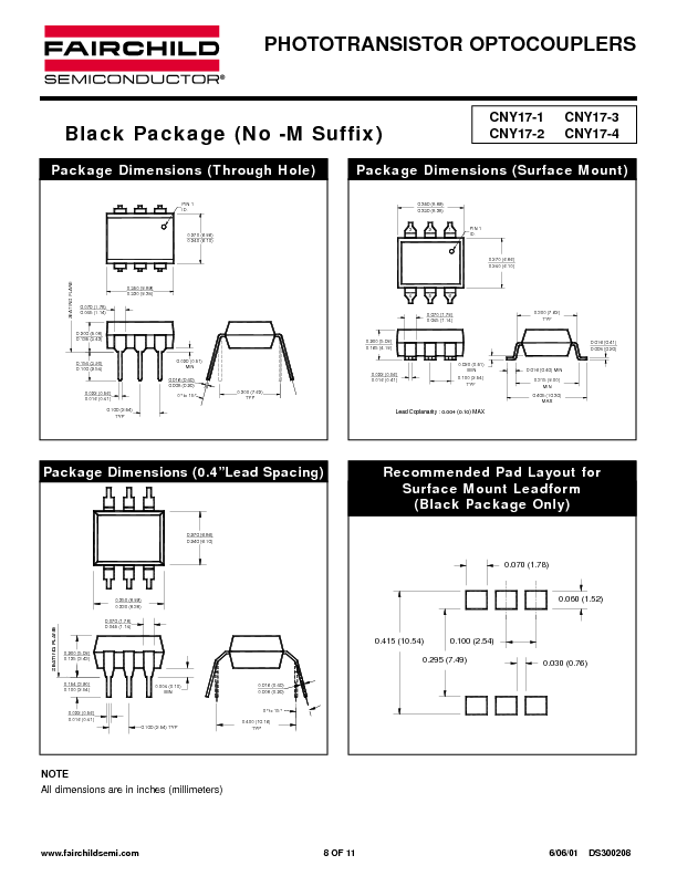 CNY17-4 Datasheet PDF (228 KB) Fairchild | Pobierz z Elenota.pl