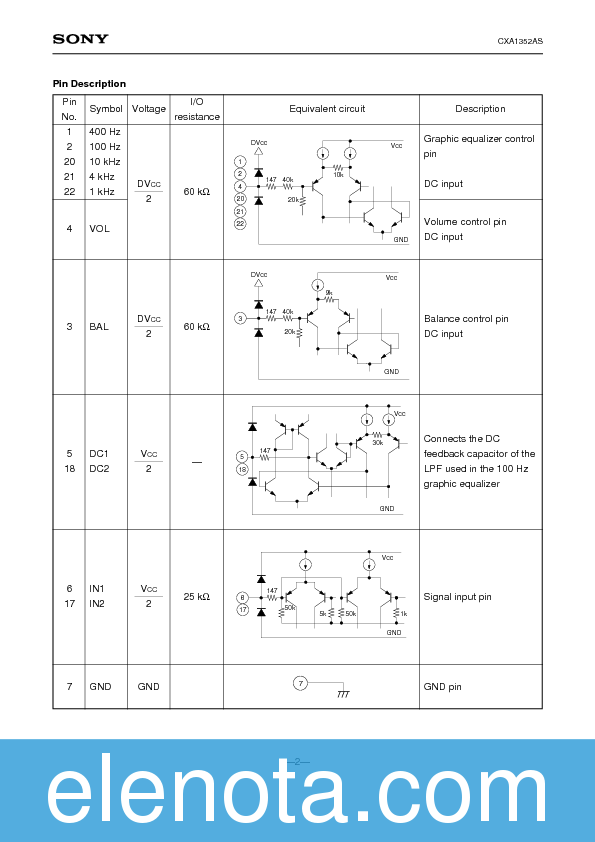 CXA1352AS Datasheet PDF (213 KB) Sony Semiconductor | Pobierz z Elenota.pl