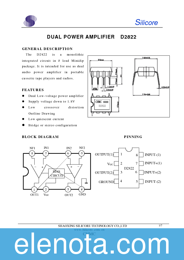 D2822N Datasheet PDF (105 KB) silicore | Pobierz z Elenota.pl