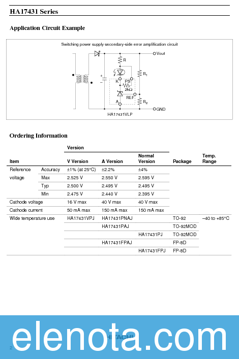 HA17431P Datasheet PDF (109 KB) Hitachi | Pobierz z Elenota.pl