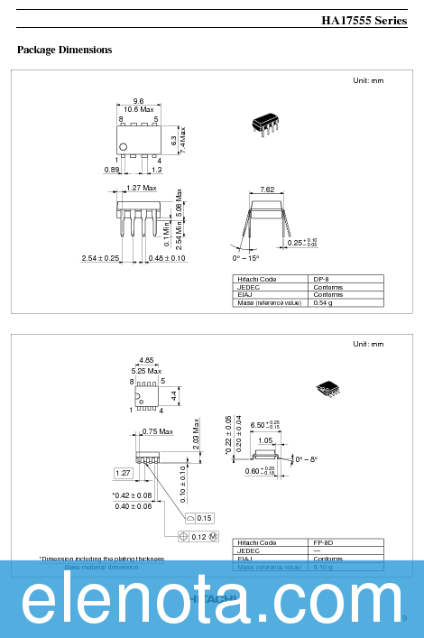 HA17555 Datasheet PDF (53 KB) Hitachi | Pobierz z Elenota.pl