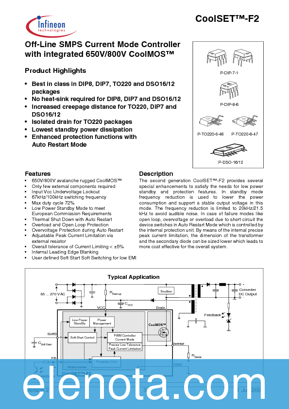 ICE2A0565G Datasheet PDF (1.67 MB) Infineon | Pobierz z Elenota.pl