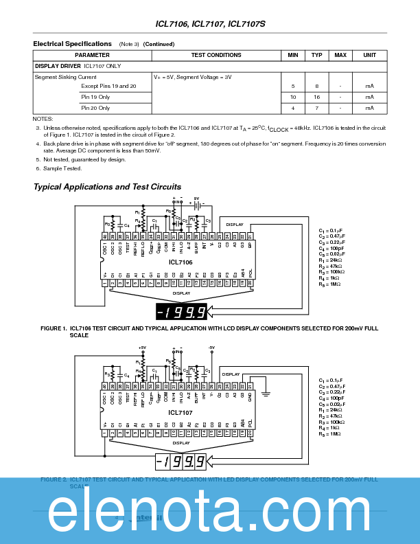 ICL7106CPL Datasheet PDF (203 KB) Intersil | Pobierz z Elenota.pl