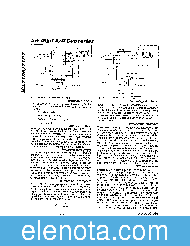 ICL7106 Datasheet PDF (544 KB) Maxim | Pobierz z Elenota.pl