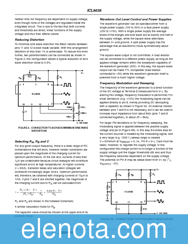 ICL8038 Datasheet PDF (363 KB) Intersil Pobierz z Elenota.pl