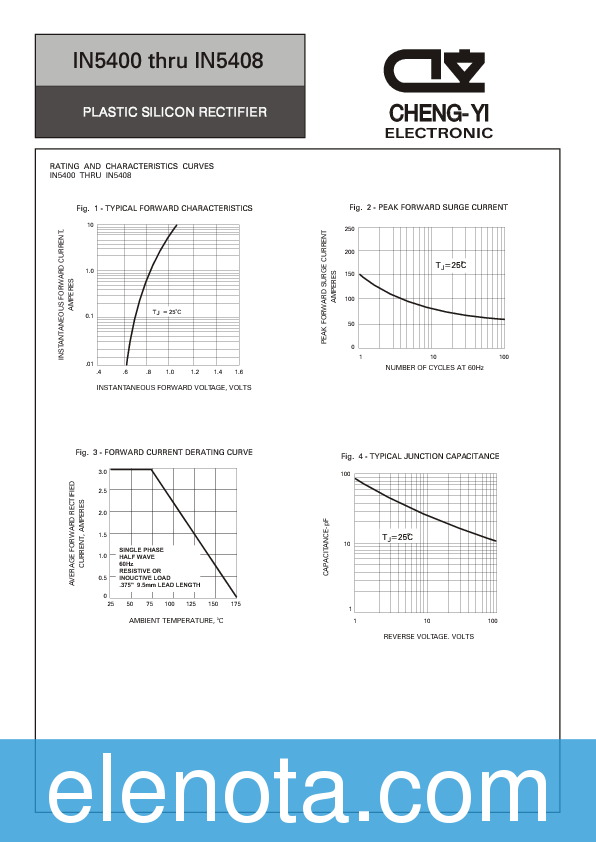 IN5400 Datasheet PDF (138 KB) CHENG-YI ELECTRONIC | Pobierz z Elenota.pl