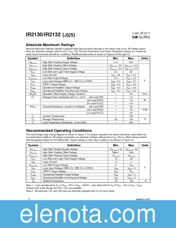 IR2130/IR2132 Datasheet PDF (299 KB) International Rectifier | Pobierz ...