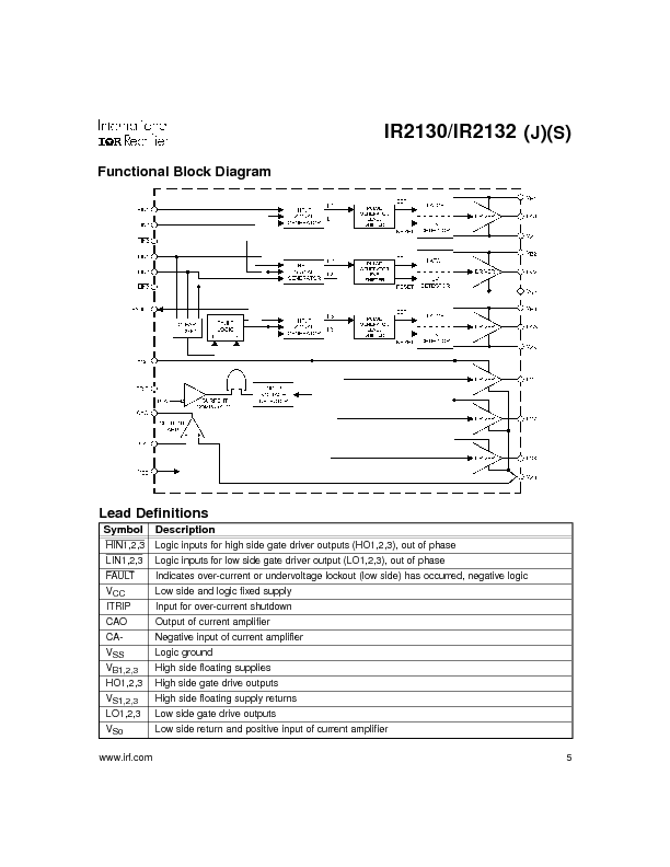 IR2130/IR2132 Datasheet PDF (299 KB) International Rectifier | Pobierz ...