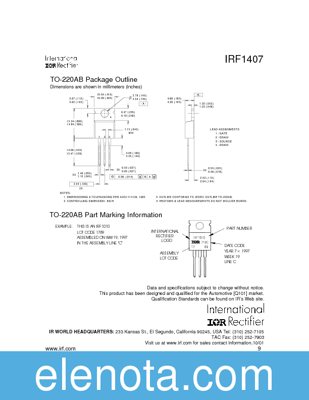 IRF1407 Datasheet PDF (129 KB) International Rectifier | Pobierz z ...