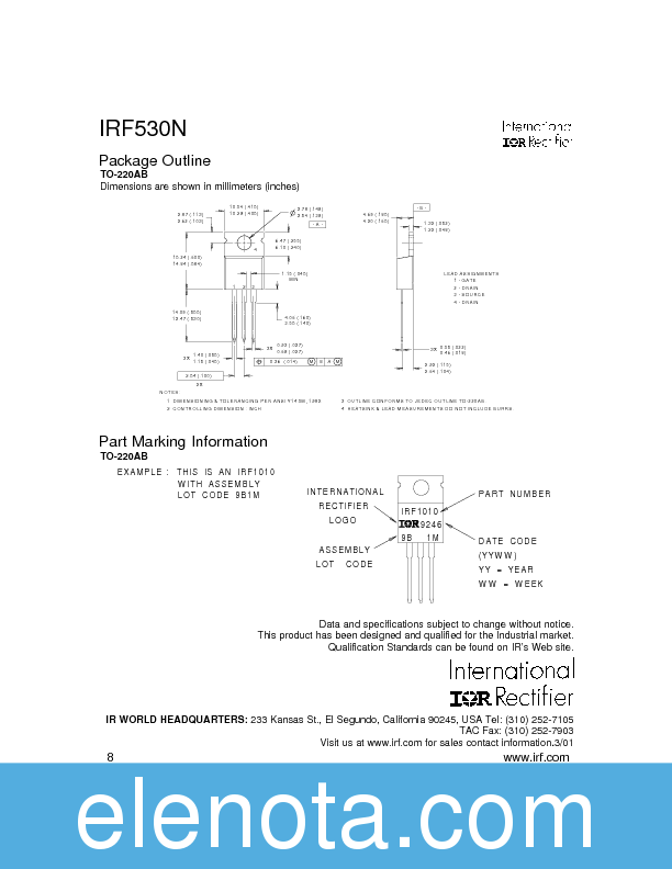 IRF530N Datasheet PDF (213 KB) International Rectifier | Pobierz z ...