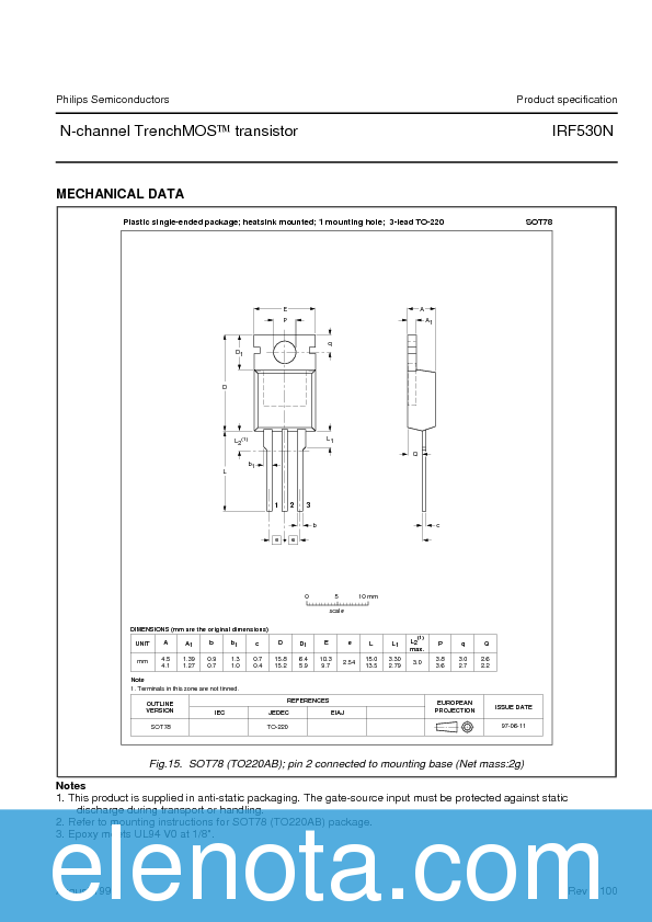 IRF530N Datasheet PDF (98 KB) Philips | Pobierz z Elenota.pl