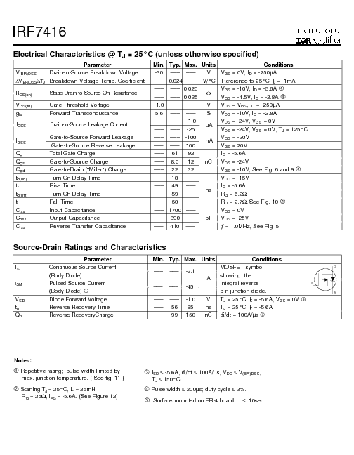IRF7416 Datasheet PDF (116 KB) International Rectifier | Pobierz z ...