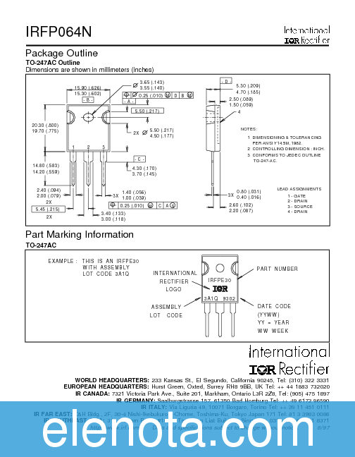 IRFP064N Datasheet PDF (108 KB) International Rectifier | Pobierz z ...