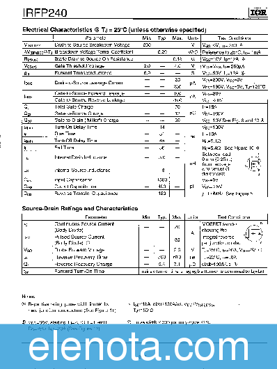 IRFP240 Datasheet PDF (165 KB) International Rectifier | Pobierz z ...