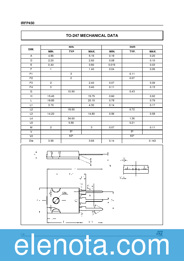 IRFP450 Datasheet PDF (89 KB) STMicroelectronics | Pobierz z Elenota.pl