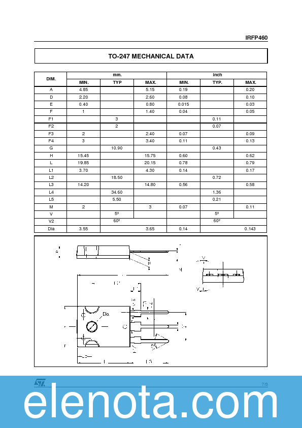 IRFP460 Datasheet PDF (89 KB) STMicroelectronics | Pobierz z Elenota.pl