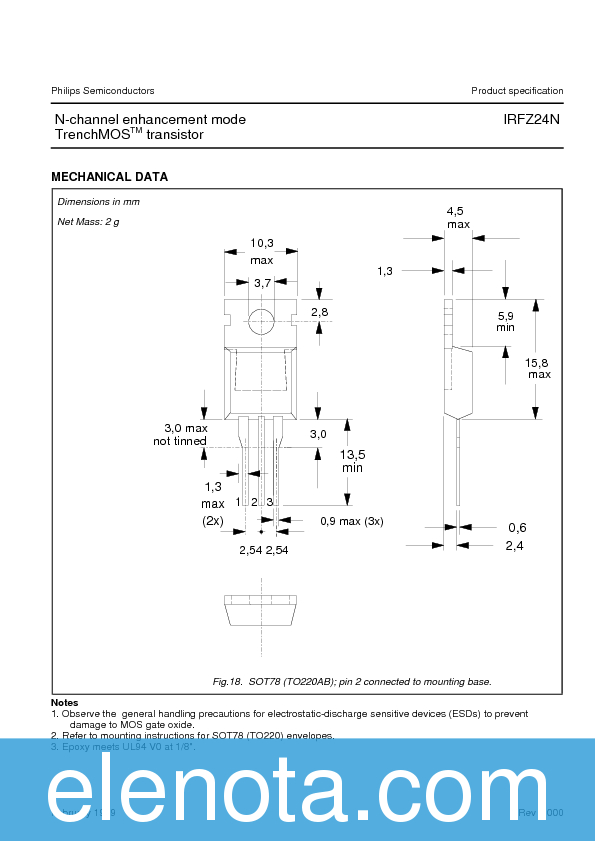 IRFZ24N Datasheet PDF (53 KB) Philips | Pobierz z Elenota.pl