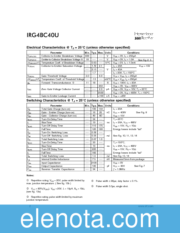 IRG4BC40U Datasheet PDF (170 KB) International Rectifier | Pobierz z ...