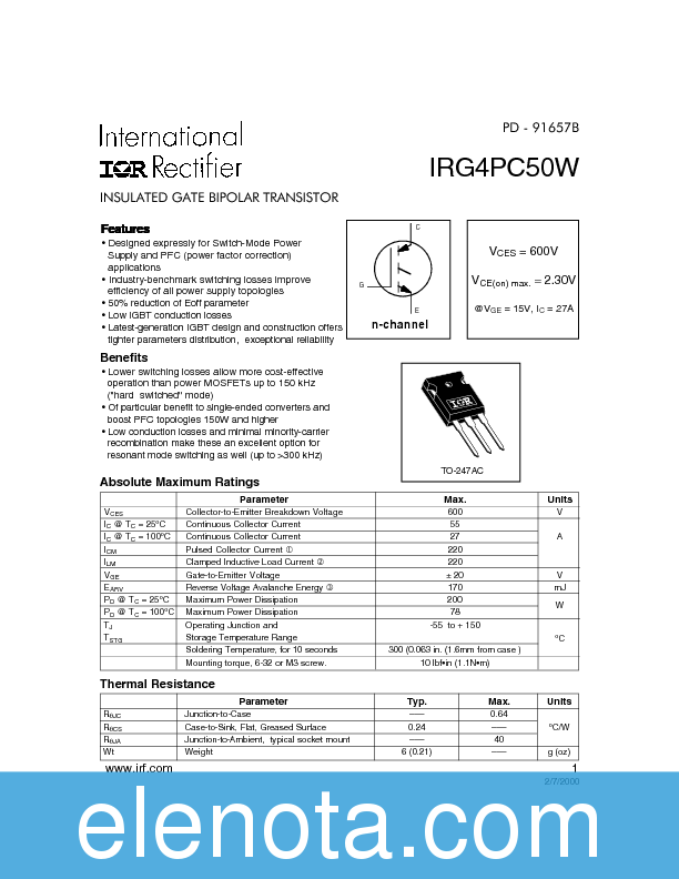 IRG4PC50W DATASHEET PDF