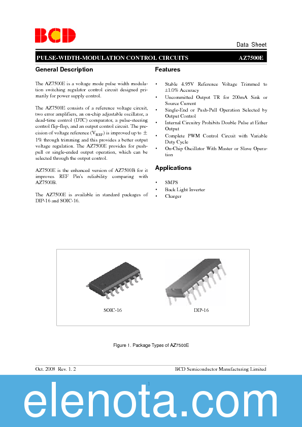 KA7500B Datasheet PDF (321 KB) BCD | Pobierz z Elenota.pl