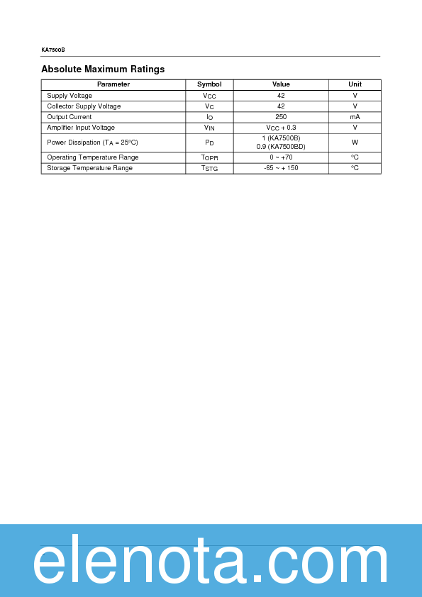 KA7500B Datasheet PDF (57 KB) Fairchild | Pobierz z Elenota.pl
