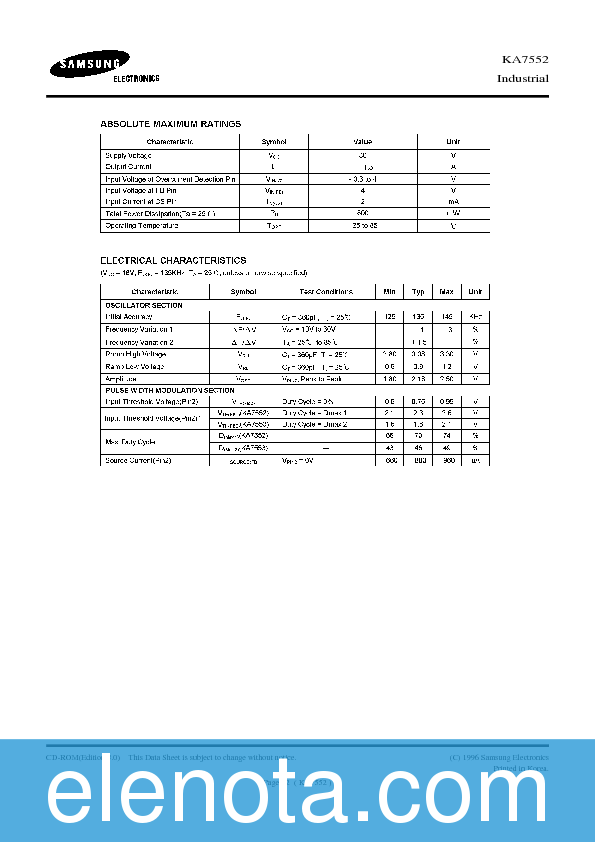 KA7552 Datasheet PDF (90 KB) Samsung | Pobierz z Elenota.pl
