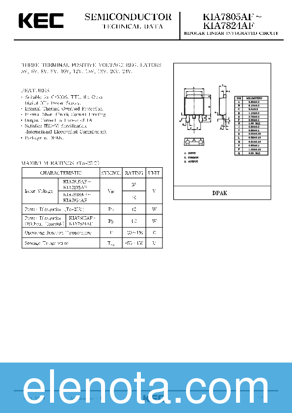 KIA7812AF Datasheet PDF (1.23 MB) KEC | Pobierz z Elenota.pl