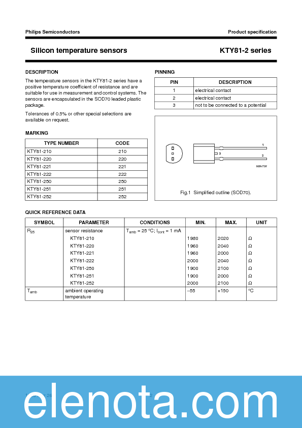 KTY81210 Datasheet PDF (128 KB) Philips Pobierz z Elenota.pl