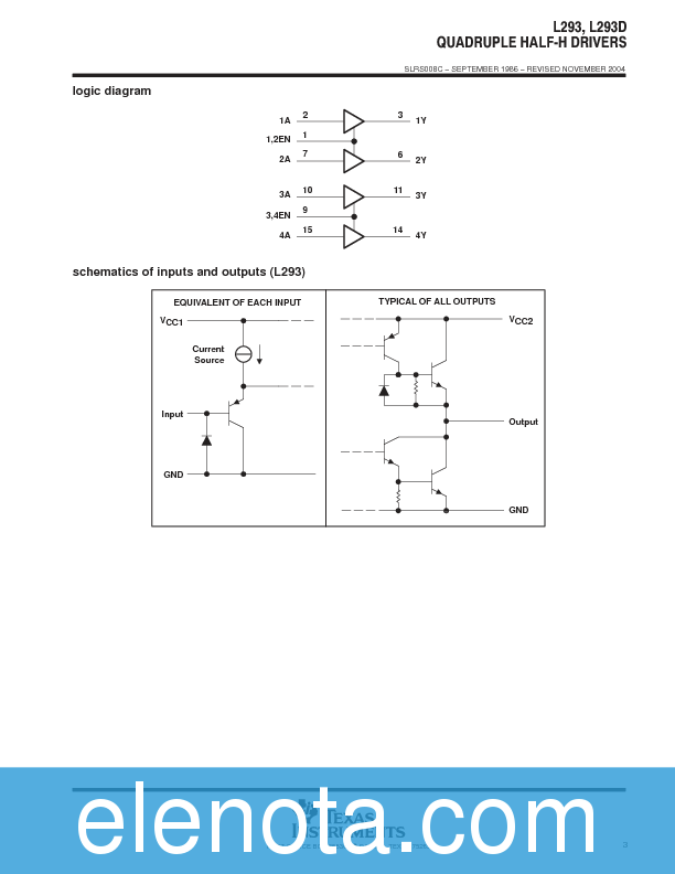L293DNE Datasheet PDF (494 KB) Texas Instruments | Pobierz z Elenota.pl