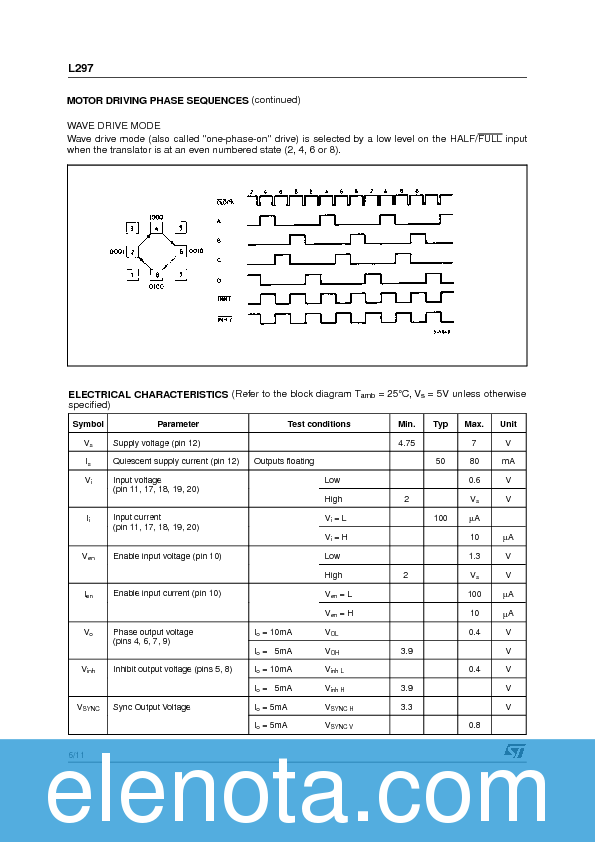 L297 Datasheet PDF (165 KB) STMicroelectronics | Pobierz z Elenota.pl