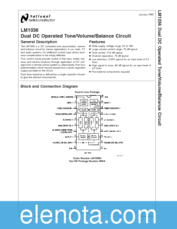 LM1036 Datasheet PDF (396 KB) National Semiconductor | Pobierz z Elenota.pl