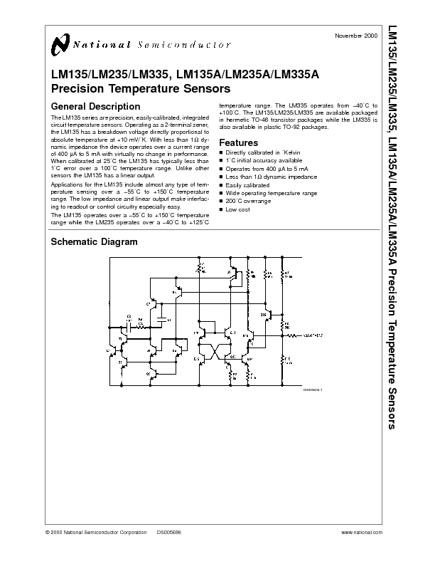 LM135/LM235/LM335 Datasheet PDF (291 KB) National Semiconductor ...