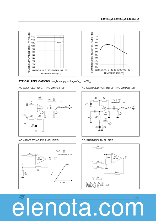 LM158 Datasheet PDF (285 KB) STMicroelectronics | Pobierz z Elenota.pl