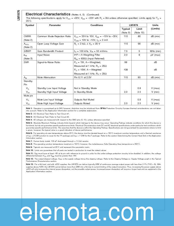 LM1876 Datasheet PDF (702 KB) National Semiconductor | Pobierz z Elenota.pl