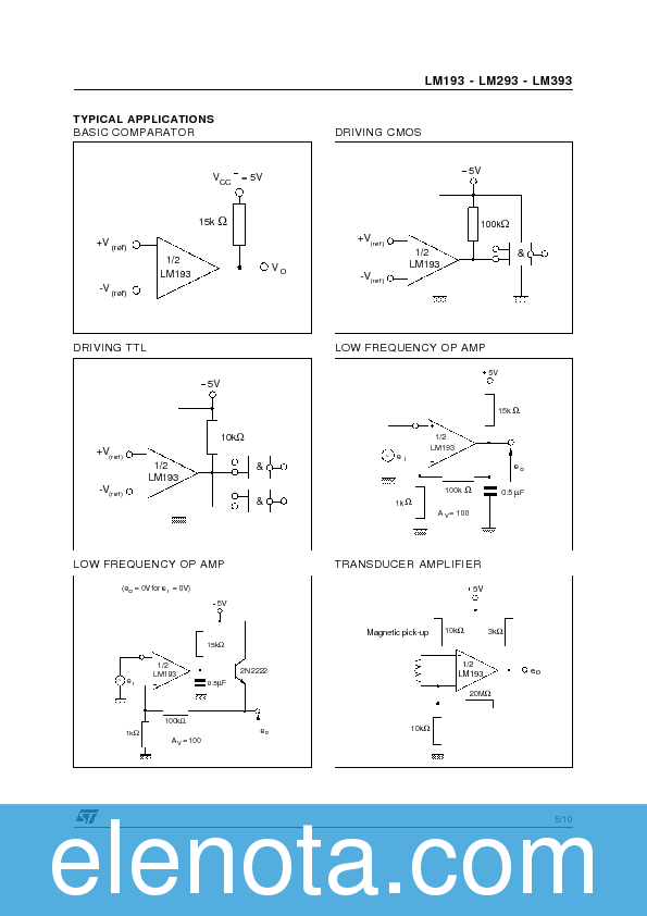 LM193 Datasheet PDF (84 KB) STMicroelectronics | Pobierz z Elenota.pl