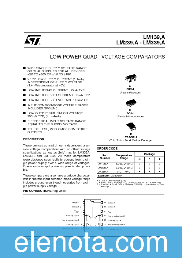 LM239 Datasheet PDF (91 KB) STMicroelectronics | Pobierz z Elenota.pl