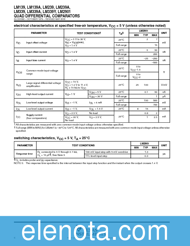 LM239 Datasheet PDF (121 KB) Texas Instruments | Pobierz z Elenota.pl