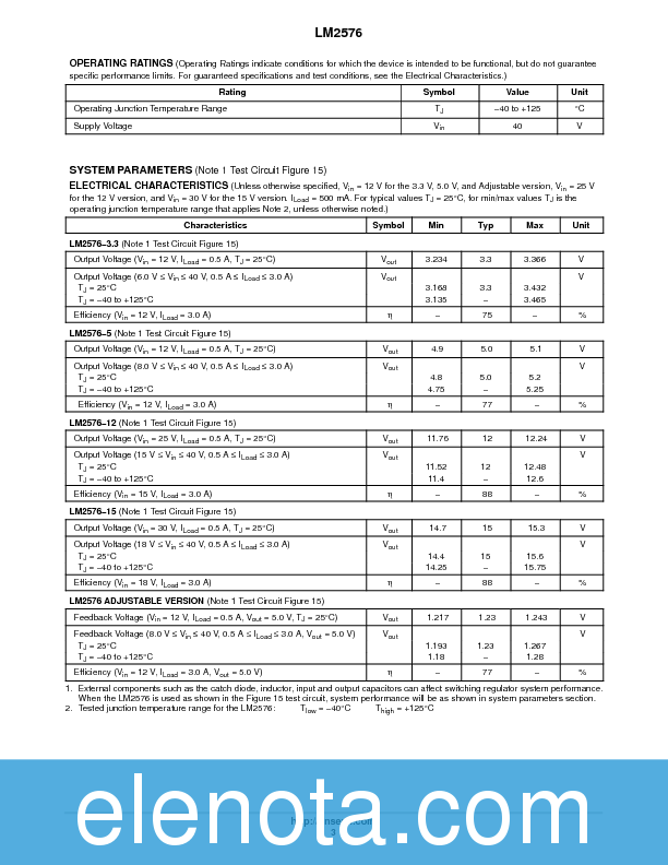 LM2576 Datasheet PDF (275 KB) ON Semiconductor | Pobierz z Elenota.pl