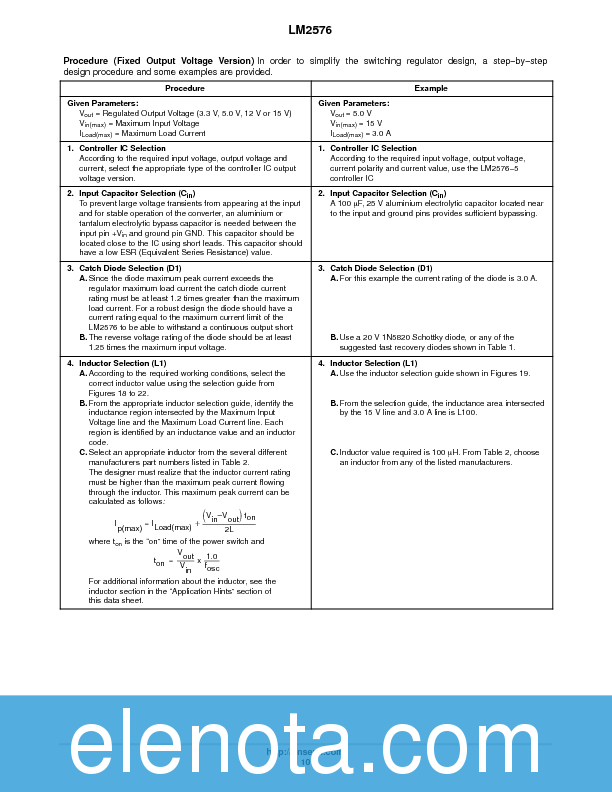 LM2576 Datasheet PDF (275 KB) ON Semiconductor | Pobierz z Elenota.pl