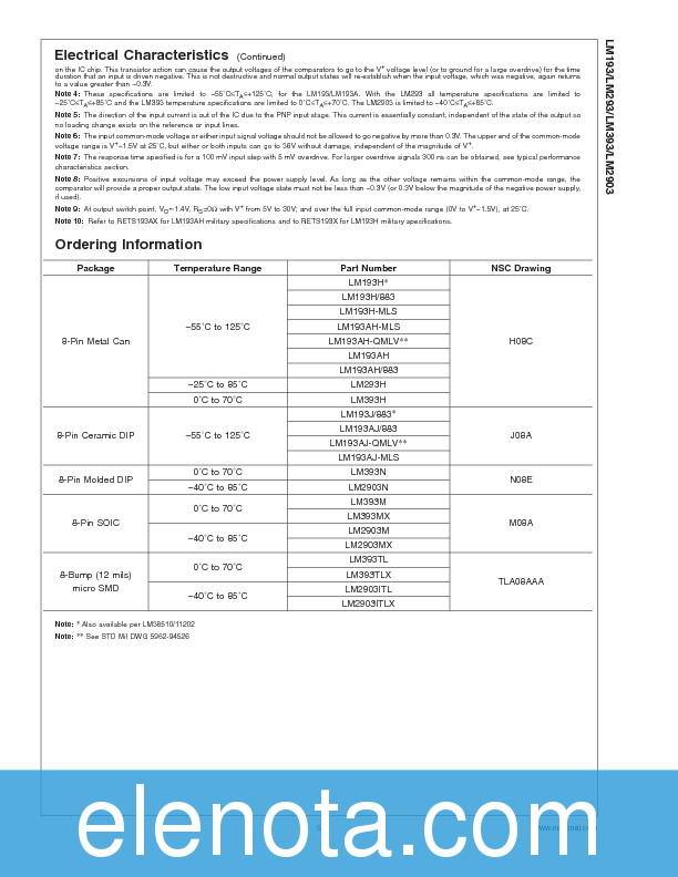 LM293 Datasheet PDF (412 KB) National Semiconductor | Pobierz z Elenota.pl
