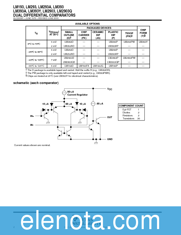 LM293 Datasheet PDF (104 KB) Texas Instruments | Pobierz z Elenota.pl