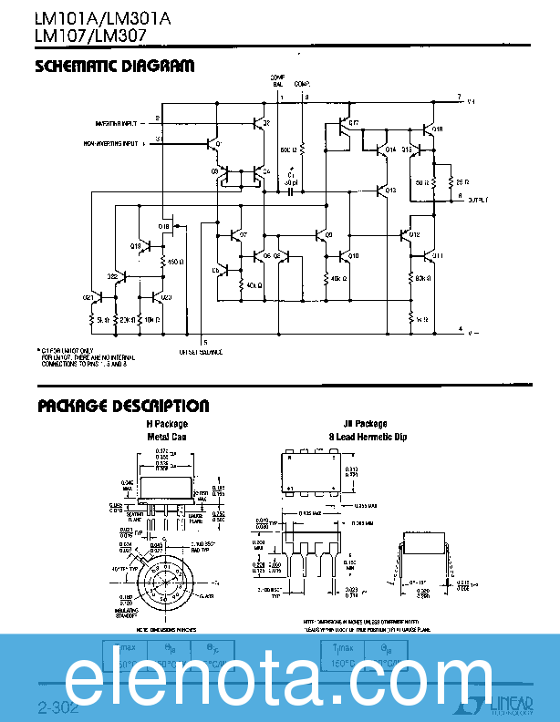 LM301A Datasheet PDF (388 KB) Linear Technology | Pobierz z Elenota.pl