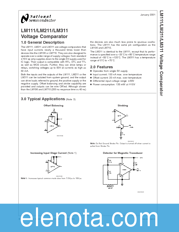 LM311 Datasheet PDF (1.06 MB) National Semiconductor | Pobierz z Elenota.pl