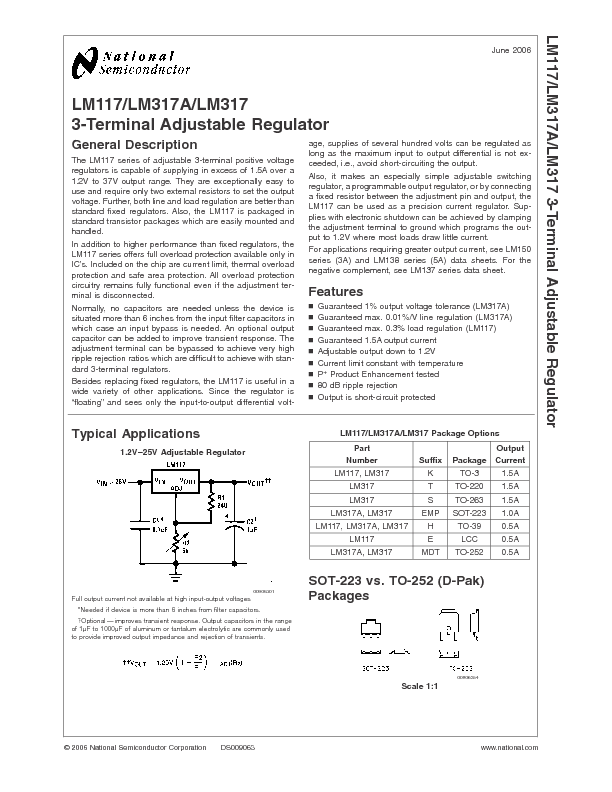 LM317 Datasheet PDF (1.11 MB) National Semiconductor Pobierz z Elenota.pl