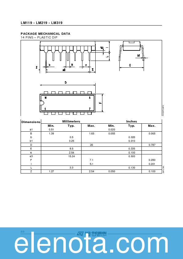 LM319 Datasheet PDF (122 KB) STMicroelectronics | Pobierz z Elenota.pl