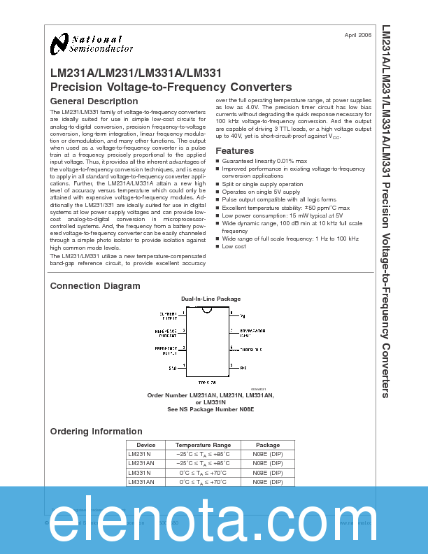 LM331 Datasheet PDF (811 KB) National Semiconductor | Pobierz z Elenota.pl