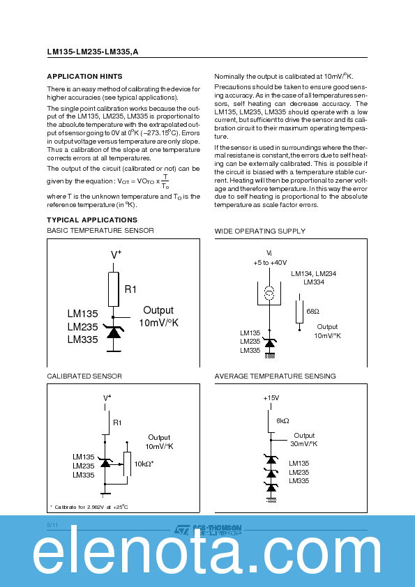 LM335 Datasheet PDF (121 KB) STMicroelectronics | Pobierz z Elenota.pl