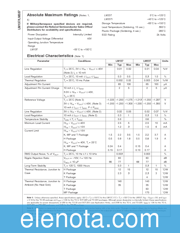 LM337T Datasheet PDF (834 KB) National Semiconductor | Pobierz z Elenota.pl