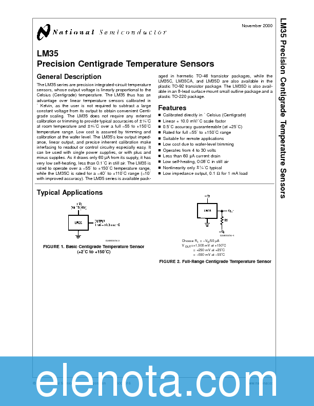 LM35DZ Datasheet PDF (307 KB) National Semiconductor Pobierz z Elenota.pl